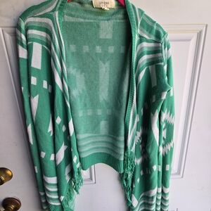 Umgee Green and White Women's Sweater
